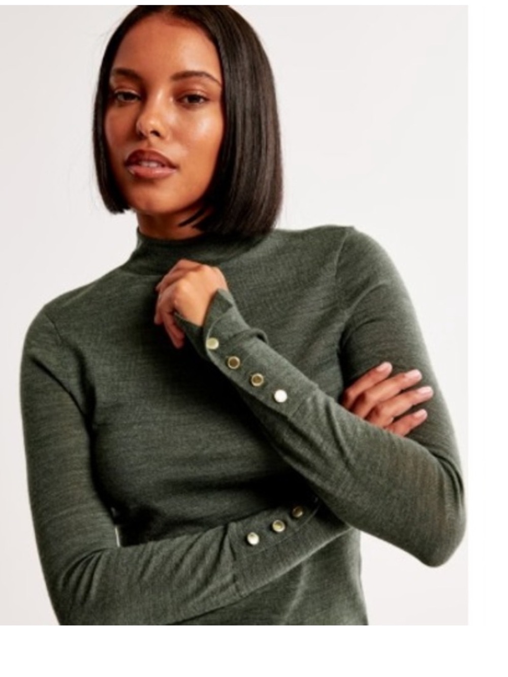Abercrombie & Fitch 100% Merino Wool Fine Knit Mock Neck Sweater Small NWT
